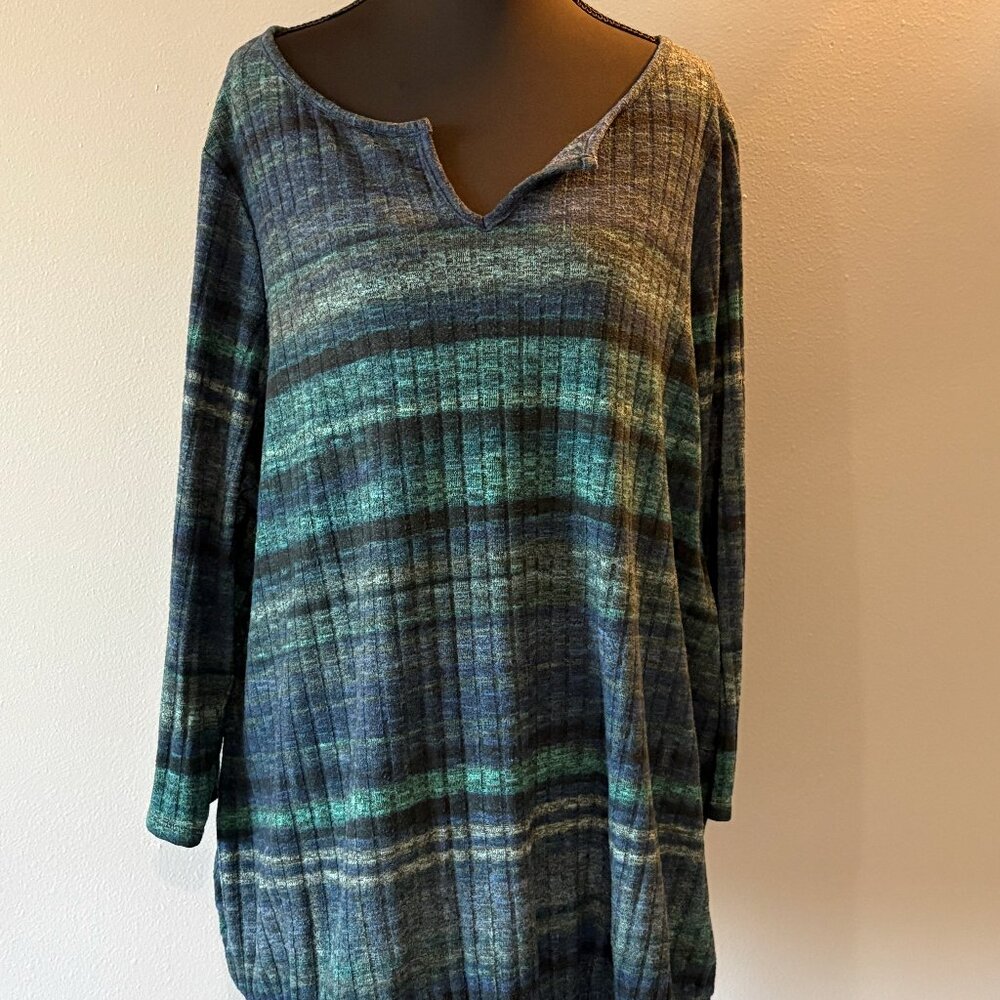 Lane Bryant Blue and Green Plaid Top